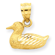 14K Gold Diamond-cut Duck Pendant