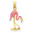 14K Gold Enameled Flamingo Pendant