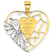 14K Gold & Rhodium Angel Heart Pendant