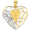 14K Gold & Rhodium Angel Heart Pendant