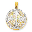 14K Gold  & Rhodium Diamond -Cut Cross Pendant