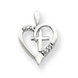 14K Gold AA Diamond Heart & Cross Pendant