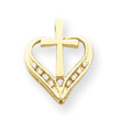 14K Gold AA Diamond Heart & Cross Pendant