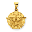 14K Gold Holy Spirit Medal Round Pendant