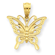 14K Gold Diamond Cut Butterfly Pendant