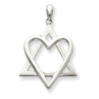 Sterling Silver Star of David Heart Pendant