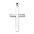 14K White Gold Solid Cross Pendant