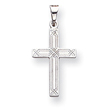 14k White Gold Solid Cross Pendant