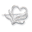 Sterling Silver Satin Finish Diamond Cut Heart Pin