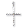 14K White Gold Diamond Latin Cross Pendant