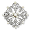 Sterling Silver Freshwater Pearl & CZ Pin