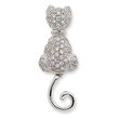 Sterling Silver CZ Cat Pin