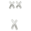 Sterling Silver CZ X Earrings and Pendant Set