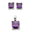 Sterling Silver Purple CZ Pendant & Earring Set