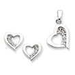 Sterling Silver CZ Heart Earring & Pendant Set