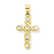 14K Gold Cubic Zirconia Cross Pendant