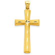 14K Gold Satin & Diamond -cut Cross Pendant