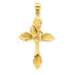 14K Gold Satin Passion Cross Pendant