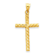 14K Gold Satin & Diamond -Cut Cross Pendant