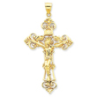 14K Gold INRI Fleur De Lis Crucifix Pendant
