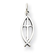 Sterling Silver Antiqued Ichthus Fish Cross Charm
