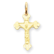 14K Gold INRI Diamond -Cut Crucifix Charm