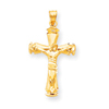 14K Gold Polished Crucifix Pendant