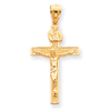 14K Gold INRI Crucifix Pendant