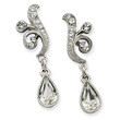 Silver-Tone Swarovski Crystal Teardrop Post Earrings