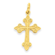 14K Gold Fleur De Lis Cross Pendant