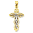14K Two-Tone Gold Diamond-Cut Crucifix Pendant
