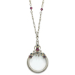 Pewter-Tone Blue & Dark Purple Crystal Magnifying Glass 30" Necklace