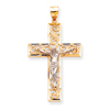 14K Two-Tone Gold Diamond-Cut Crucifix Pendant