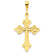 14K Gold Fleur De Lis Cross Pendant