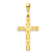 14K Gold Fleur De Lis Cross Pendant