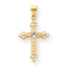 14K Gold & Rhodium Budded Cross Pendant