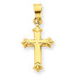 14K Gold Fleur De Lis Hollow Cross Charm