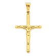 14K Gold Polished Hollow Crucifix Pendant