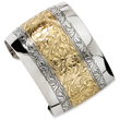 Gold-Tone And Silver-Tone Floral Cuff Bracelet