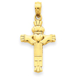 14K Gold Claddagh Cross Charm