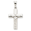14K  White Gold Reversible Crucifix  Cross Pendant