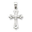 14K White Gold Reversible Crucifix  Cross Pendant