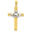 14K Two-Tone Gold Claddagh Cross Pendant