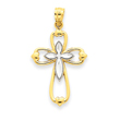 14K Gold & Rhodium Diamond-cut Cross Pendant