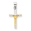 14K Two-Tone Gold Hollow Crucifix Charm