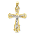 14K Two-Tone Gold Diamond -Cut Crucifix Pendant
