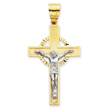 14K Two-Tone Gold Diamond -Cut Crucifix Pendant