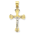 14K Two-Tone Gold Diamond Cut Crucifix Pendant