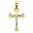 14K Two-Tone Gold Diamond Cut Crucifix Pendant