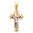 14K Tri-Color Gold Diamond-Cut Crucifix Pendant